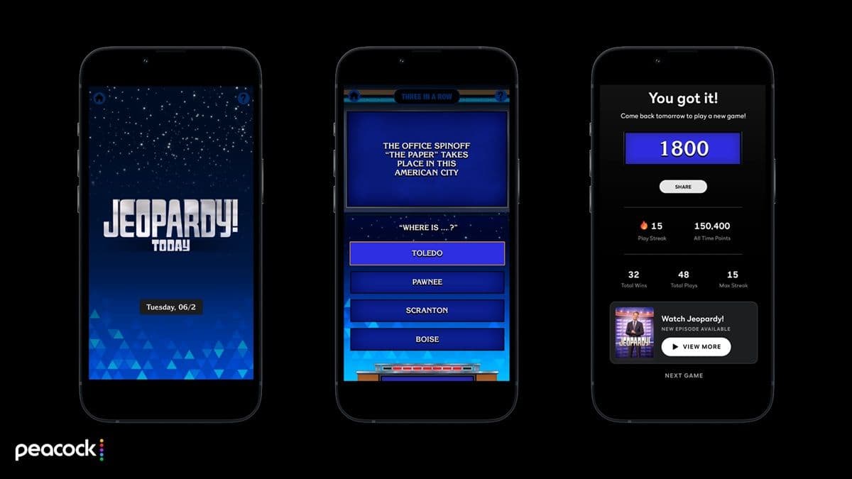 Peacock adds daily nine-clue Jeopardy! TODAY mini-game