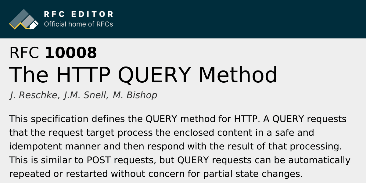 IETF standardizes HTTP QUERY method to optimize data-heavy streaming metadata