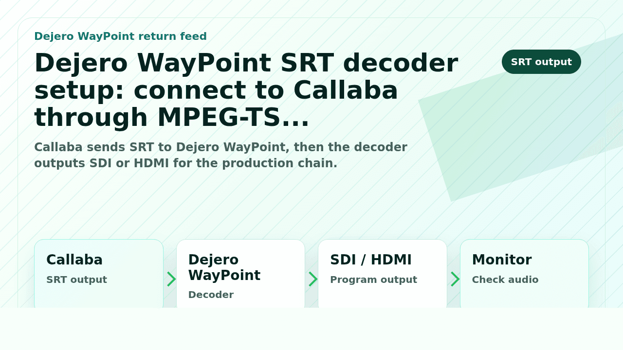 Callaba Details Dejero WayPoint Integration via SRT Bridge for Streaming Workflows