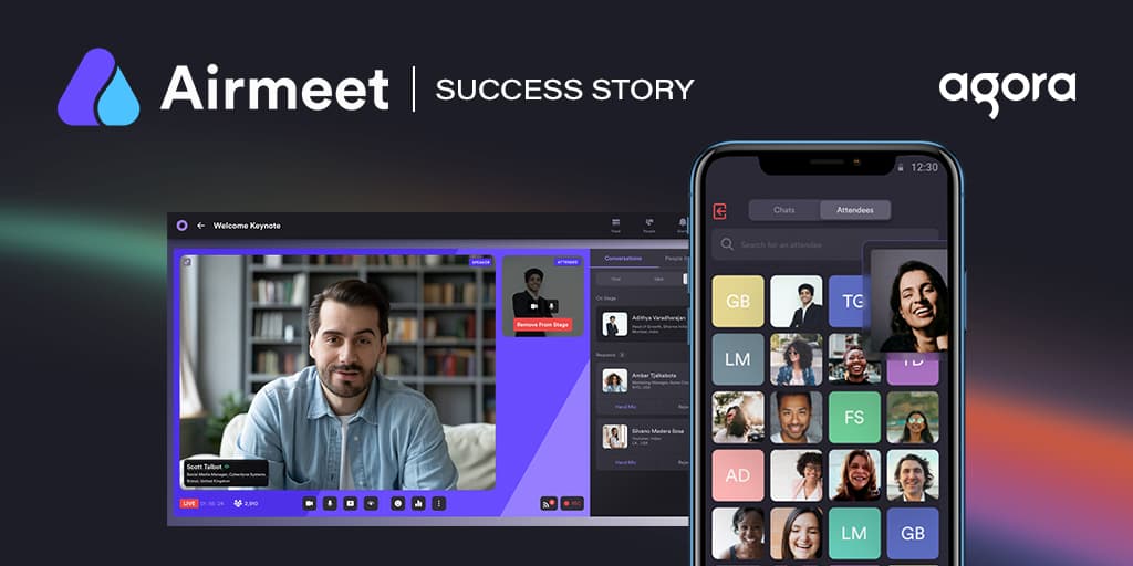 Agora cites Airmeet as a live interactive video success story