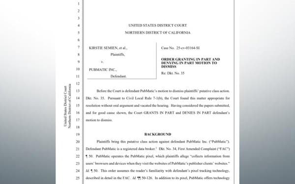 Federal judge rules PubMatic must face class-action profiling privacy lawsuit