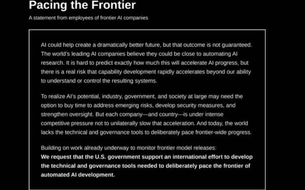 Over 1,200 AI developers urge government to slow frontier model development