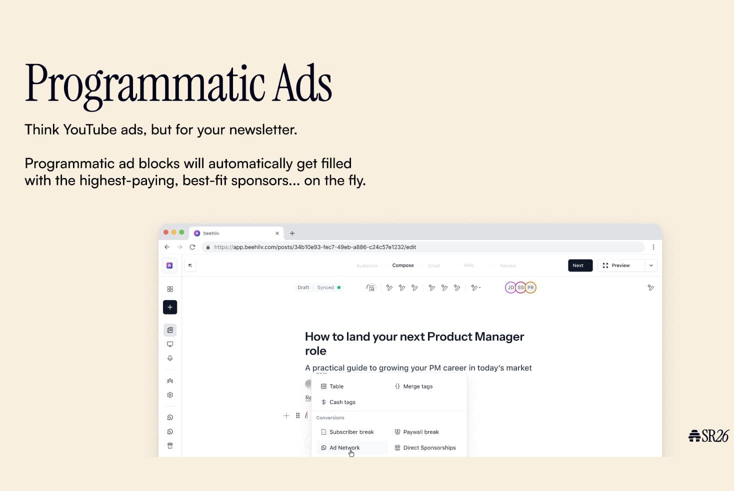 Beehiiv challenges YouTube and Substack with programmatic ads and video hosting